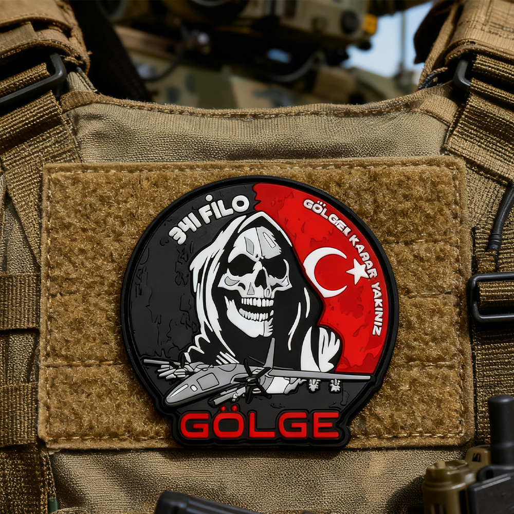 Turkish Reaper Wings Aviation PVC Patch – Fighter Jet 3D Rubber Emblem