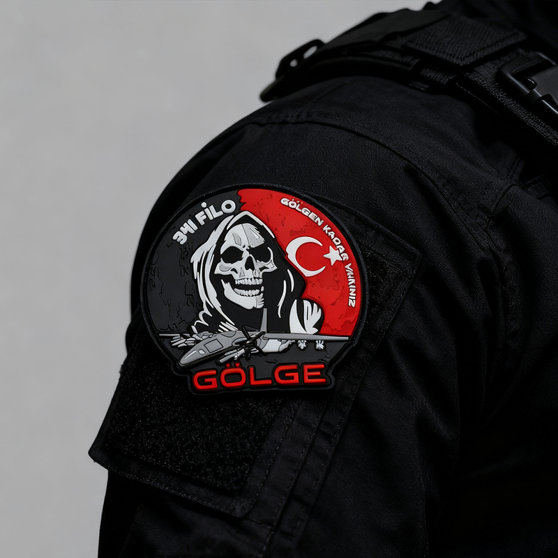 Turkish Reaper Wings Aviation PVC Patch – Fighter Jet 3D Rubber Emblem