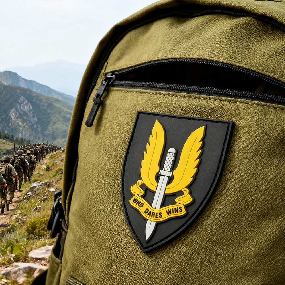 Premium SAS Style Tactical PVC Rubber Patch with Velcro Backing, 3D Embossed Design for Backpacks Jackets Gear Decoration
