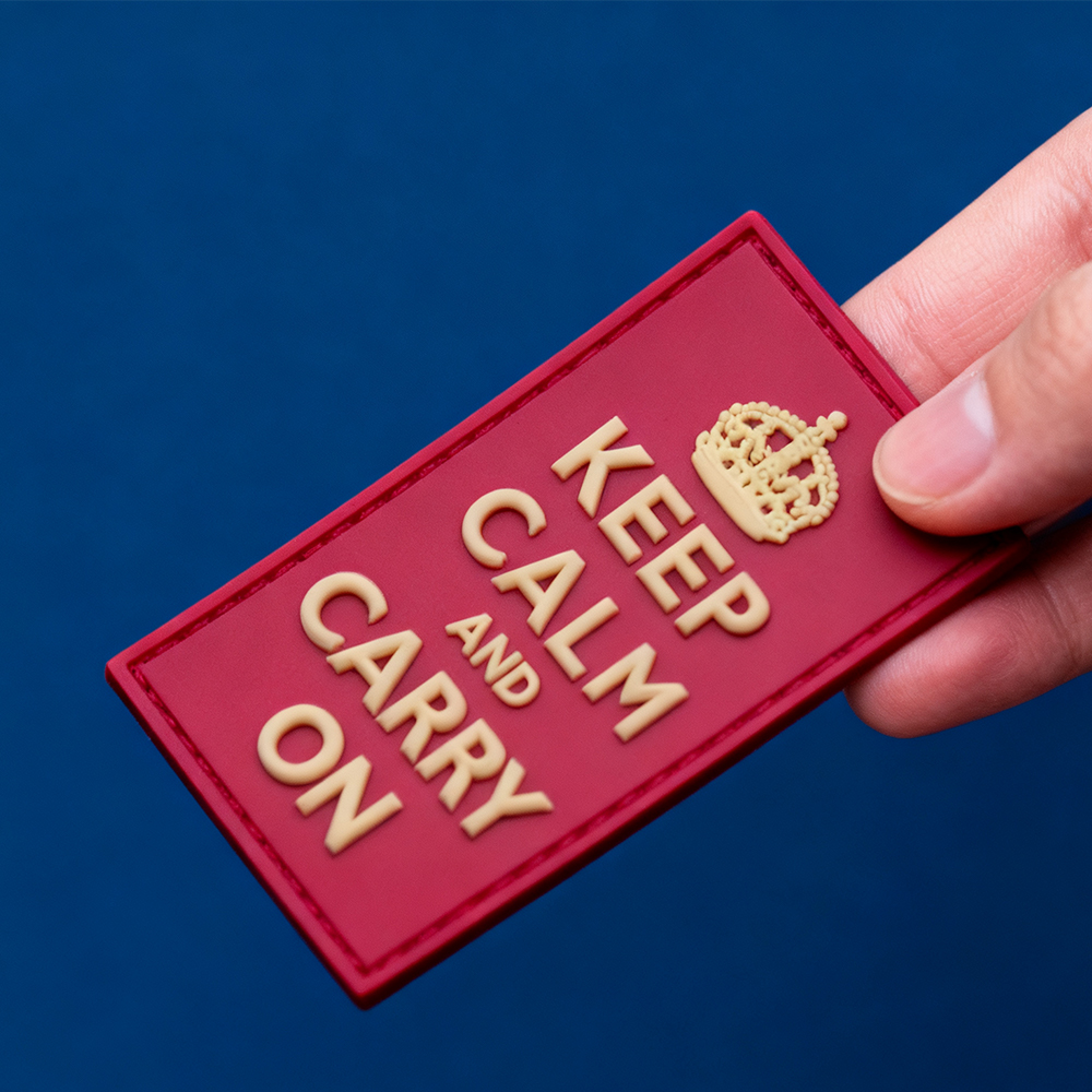 3D PVC “Keep Calm and Carry On” Morale Patch – Premium Rubber Badge for Tactical Gear & Outdoor Wear