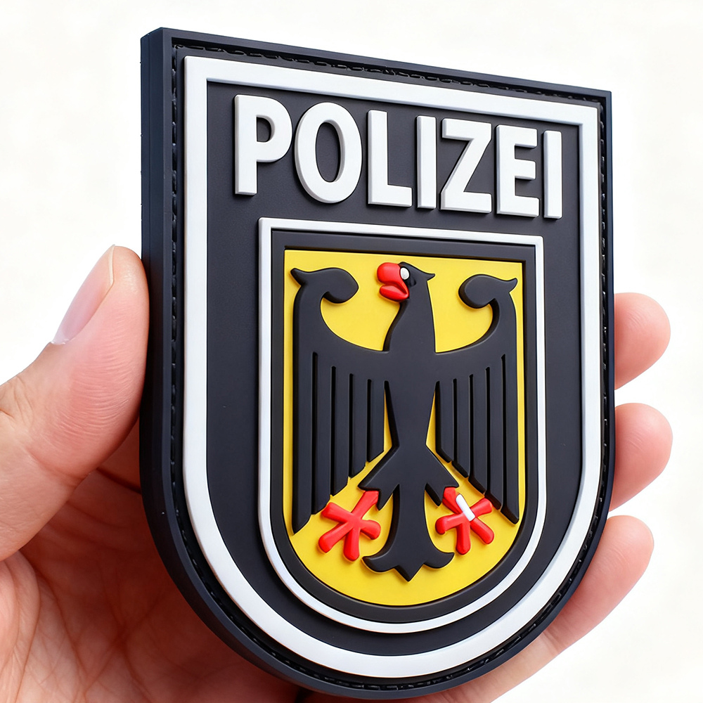 Custom Functional PVC Badge Patch Black 3D Rubber Patch with Eagle Logo Soft PVC Label for Jackets and Backpacks