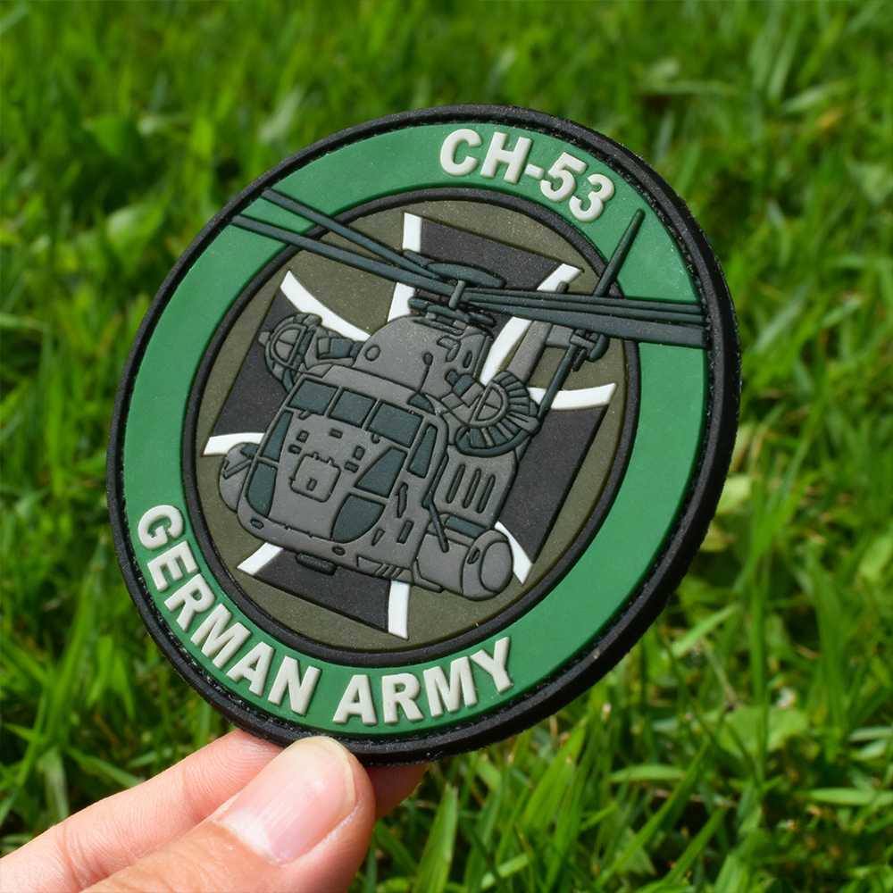 Custom German Helicopter PVC Patch Embossed 3D Rubber Aufnäher Logo for Jacket Backpack and Flight Gear