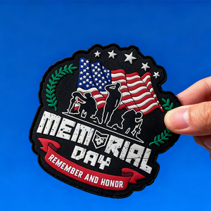 Custom USA Remembrance Day PVC Patch 3D Soft Rubber Badge with Hook and Loop Backing