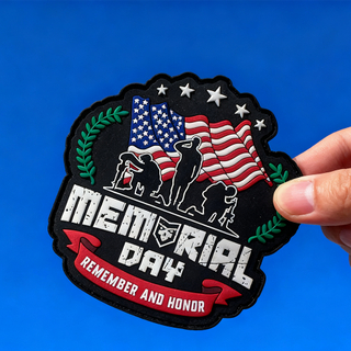 Custom USA Remembrance Day PVC Patch 3D Soft Rubber Badge with Hook and Loop Backing