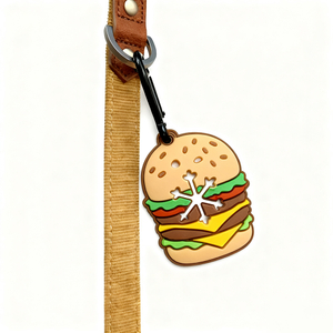 Hamburger Shaped Hands Free Poop Holder PVC Rubber Pizza Fries Dog Bags Bread Hot Dog Cheese Custom Poop Bag Holder