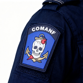 Custom Brazilian COMANF Amphibious Group PVC Patch 3D Soft Rubber Badge with Hook and Loop Backing