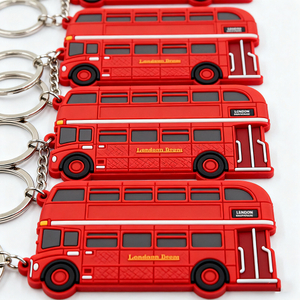 2D Pvc Rubber European One Piece Creative British Red Bus Big Ben Pendant Keychain London Phone Box Souvenir Keychains Rings