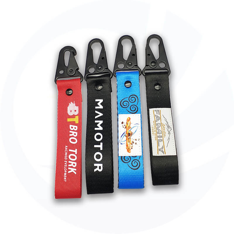 New woven logo Embroidered keychain