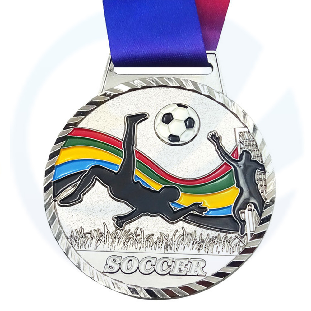 Football Soccer Medalla Medalha Medaille Medals With Ribbon Lanyard Hanger Sports Medals Custom Football Soccer Medals