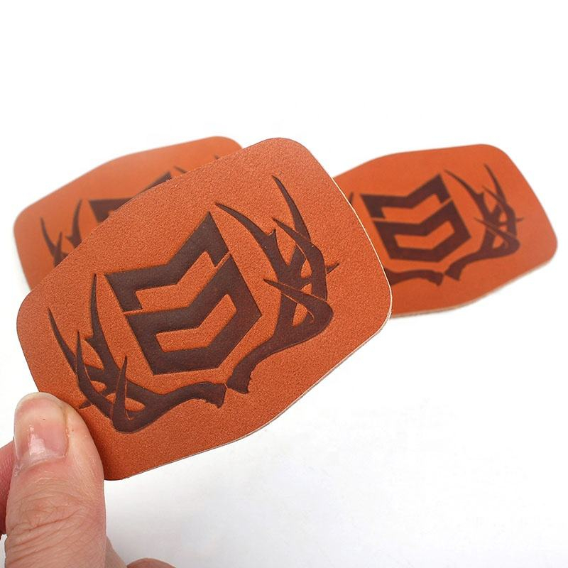 Personalized Design Custom Hot Stamping Logo Genuine Leather Jacket Patches with Adhesive Backing