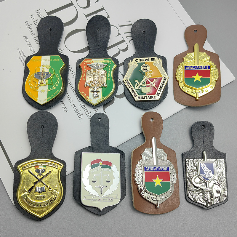 Professional Customization Genuine Leather Copper Pin Buckle Armband Badge Foreign Troop Badge
