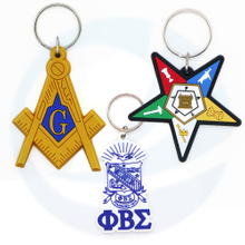 OES Star Greek Letters PVC Keychain White Sorority Fraternity Gifts Rubber Key Chain
