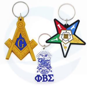 OES Star Greek Letters PVC Keychain White Sorority Fraternity Gifts Rubber Key Chain