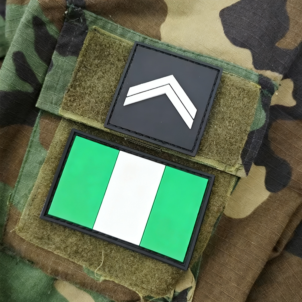 African Mali Grade II and III PVC Rubber Patch With Hook and Loop Emblem High Quality Soft Rubber Patch