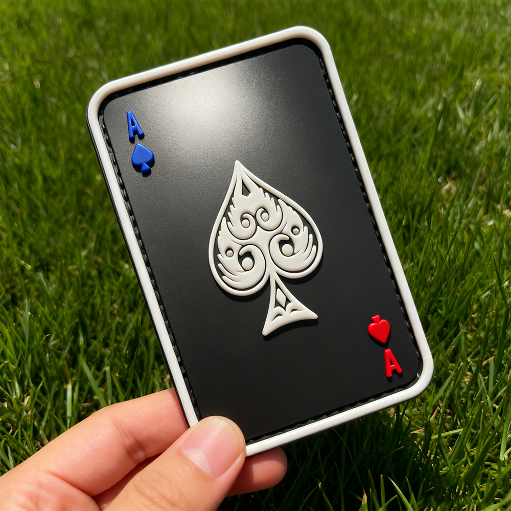 The Ace of Patches Spades PVC Patch Custom Soft Rubber Spade Ace Emblem High Quality Durable PVC Patch for Clothing Bags Accessories