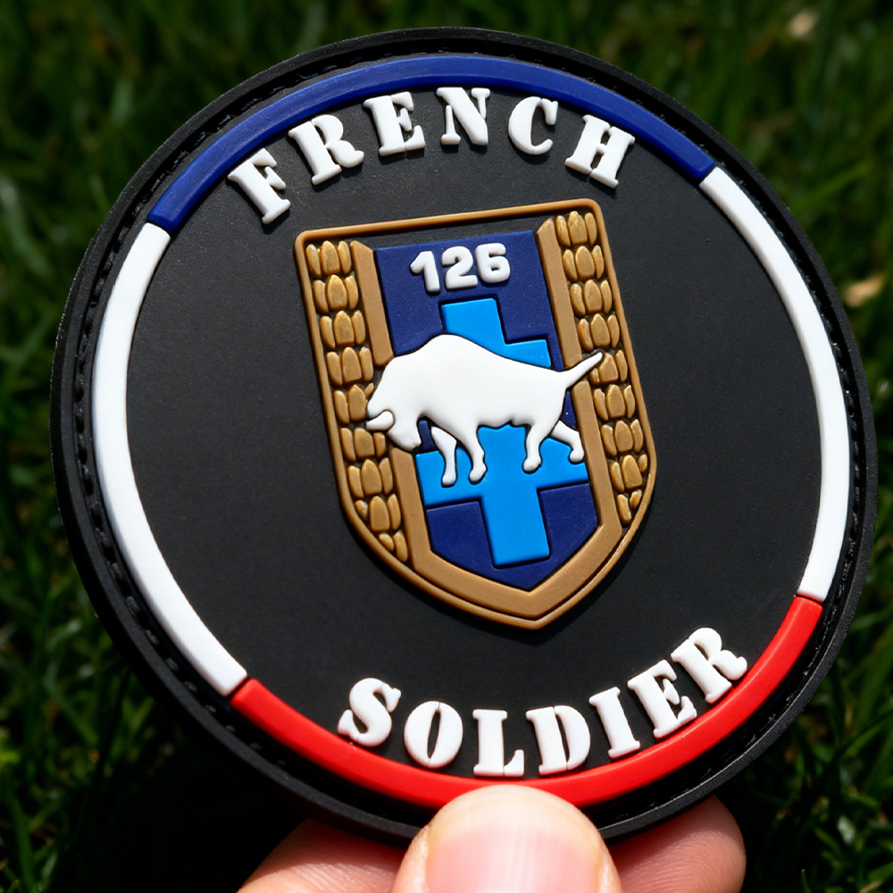 French Style Uniform PVC Patch Custom Soft Rubber Emblem Inspired by Classic French Elements for Clothing Bags Accessories