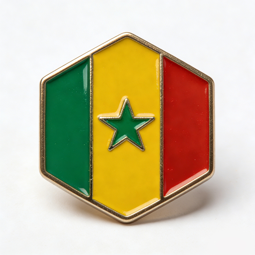 Custom High Quality Metal Enamel Senegal Pin Badge Magnet Souvenir Senegal Senegalese Map Flag National Emblem Brooches Badges Lapel Pins