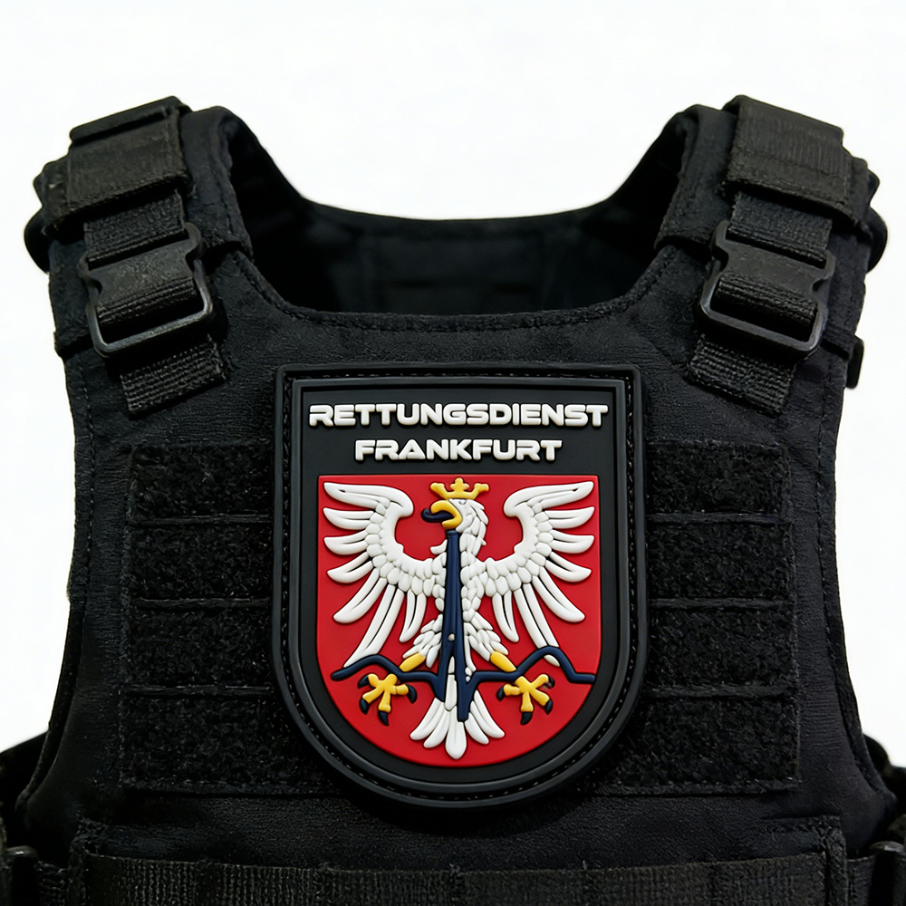 Frankfurt Germany Rettungsdienst Soft PVC Patch Durable Rubber Rescue Badge Germany City Emblem for Jackets Backpacks Gear