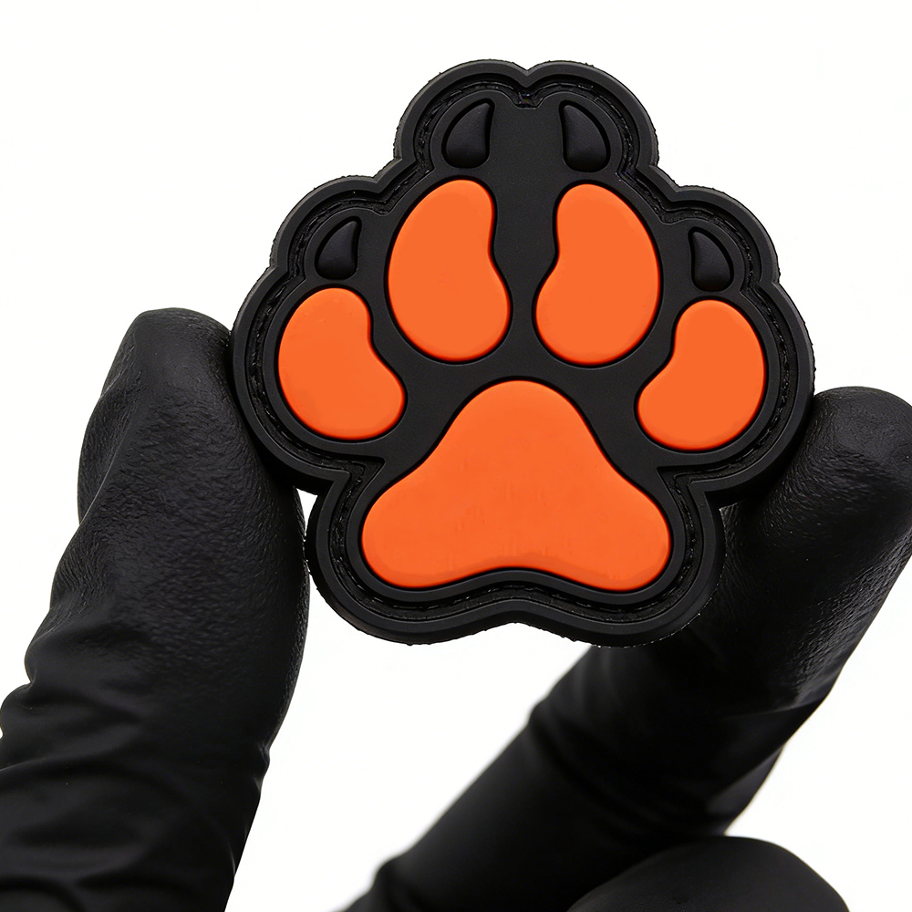 Dog Paw 3D Rubber Patch Custom PVC Dog Paw Emblem Soft Durable Raised Design for Bags Jackets Hats Accessories