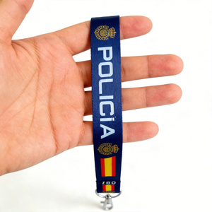 Spanish National Police Custom Lanyard with Logo for ID Card and Keychain Uniform Use