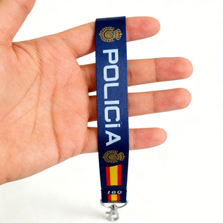 Spanish National Police Custom Lanyard with Logo for ID Card and Keychain Uniform Use