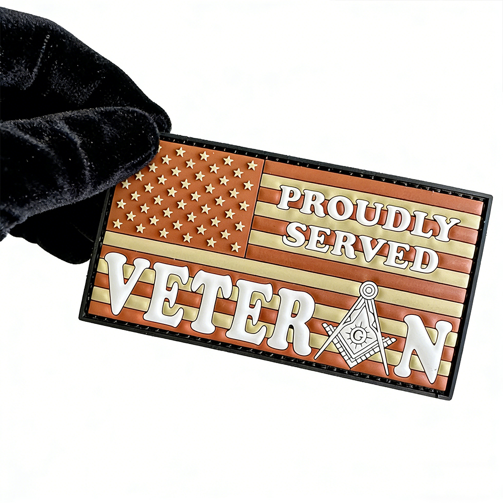 Patriotic Masonic Veteran PVC Patch Custom Morale Patch Soft Rubber Emblem for Hats Bags Jackets