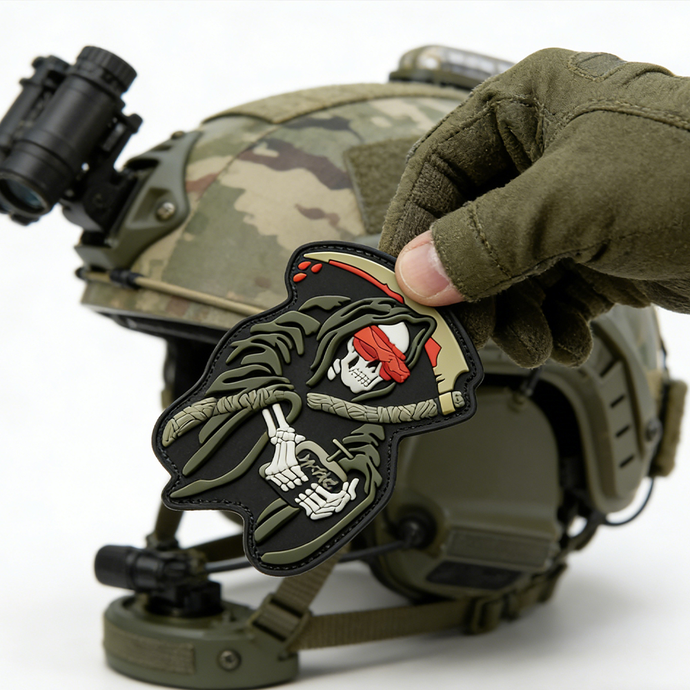 Europe Grim Reaper Style PVC Morale Patch Custom 3D Soft Rubber Patch Dark Theme Collectible Design