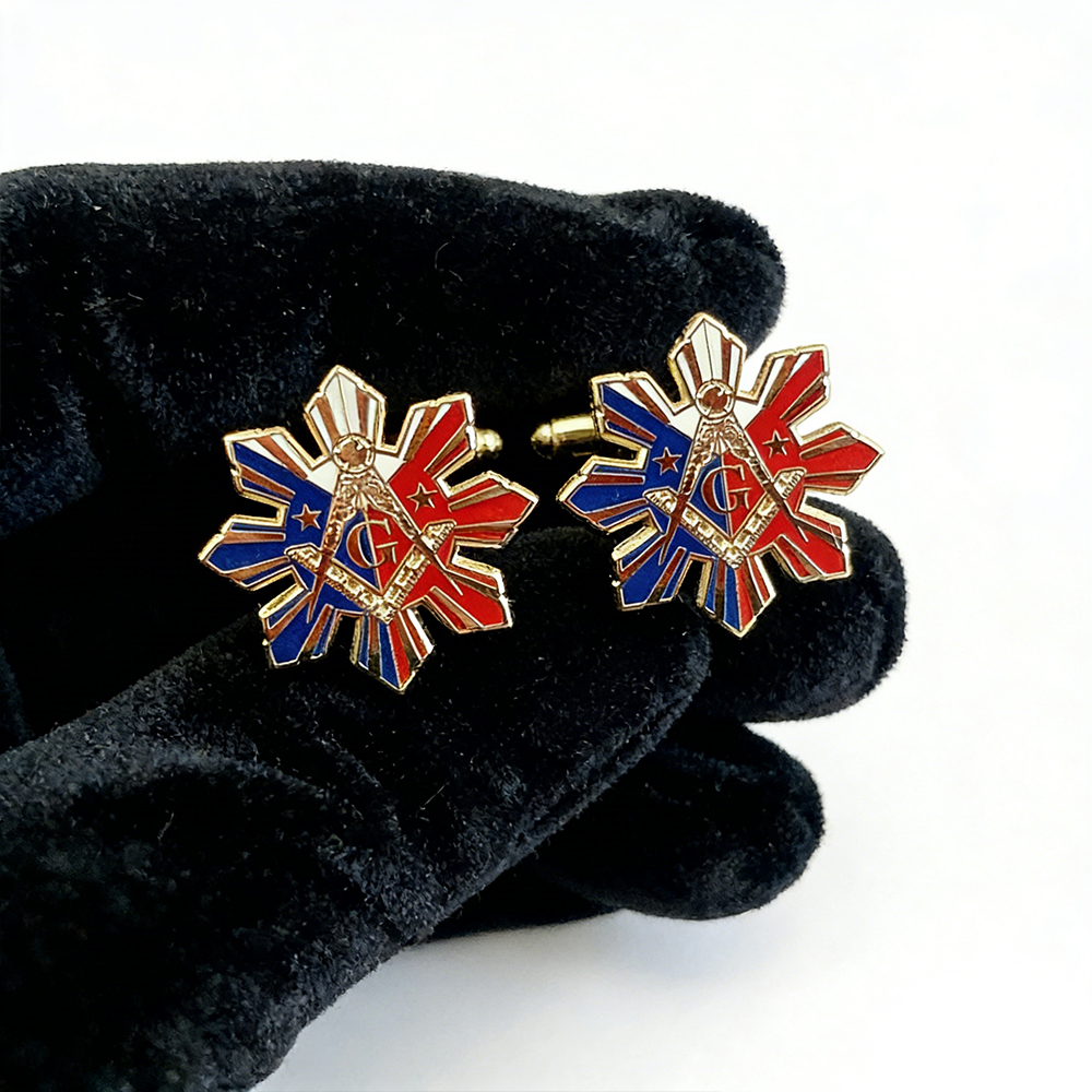 Freemason Cufflinks Metal Masonic Square and Compass Design Classic Symbolic Cuff Links for Formal Wear and Collection