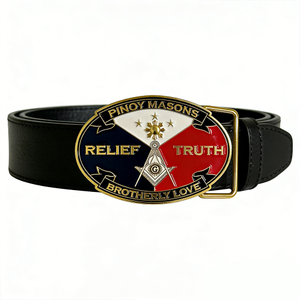 Philippines Pinoy Masons Metal Enamel Wide Belt Buckle Classic Craft Buckle for Formal Wear and Collector Display