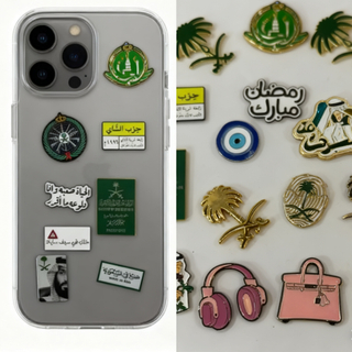 Factory Personalized Saudi Metal Phone Sticker Brooch Enamel Pin Design Logo for Phone Sticker