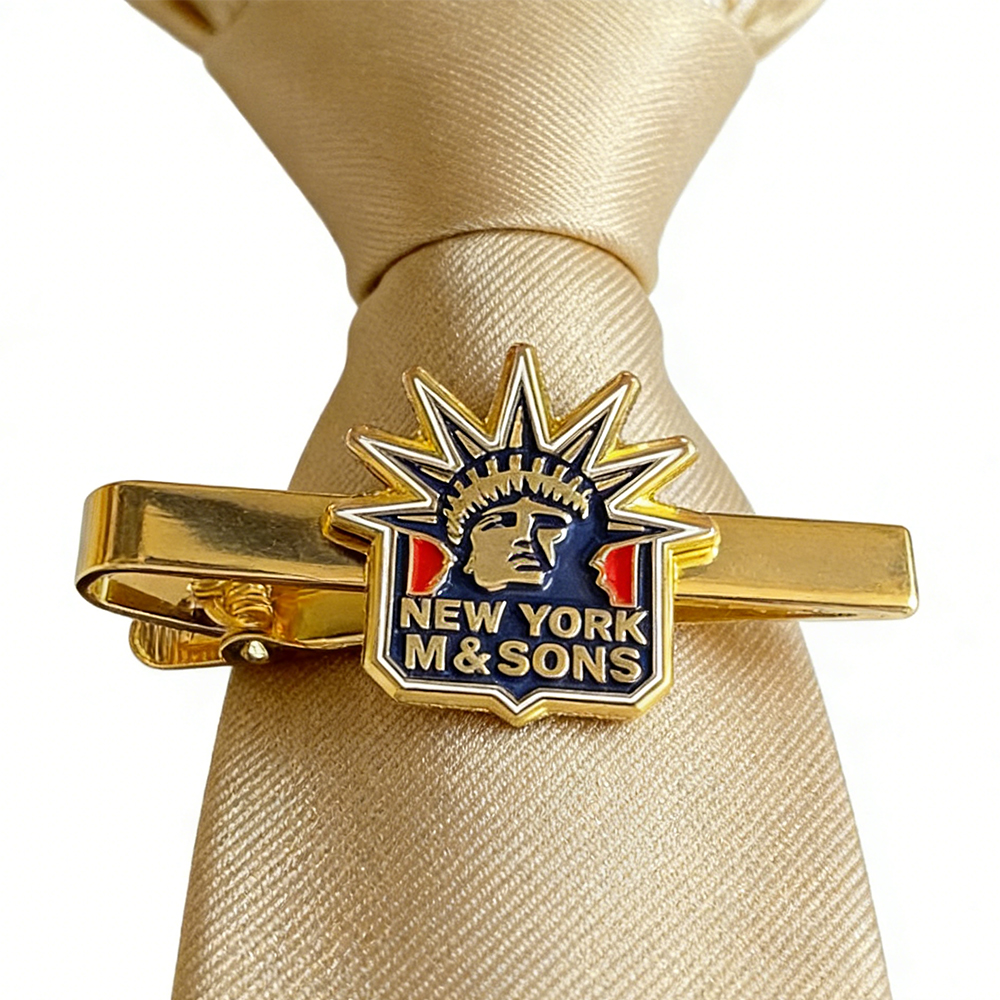 New York Masonic Tie Clip and Cufflinks Set Elegant Metal Mens Accessories for Suits Ceremonies and Collectors
