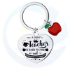 Teachers' Day Gift Apple Heart Engraved Pendant Gratefully Gift Stainless Steel Keychain for Women