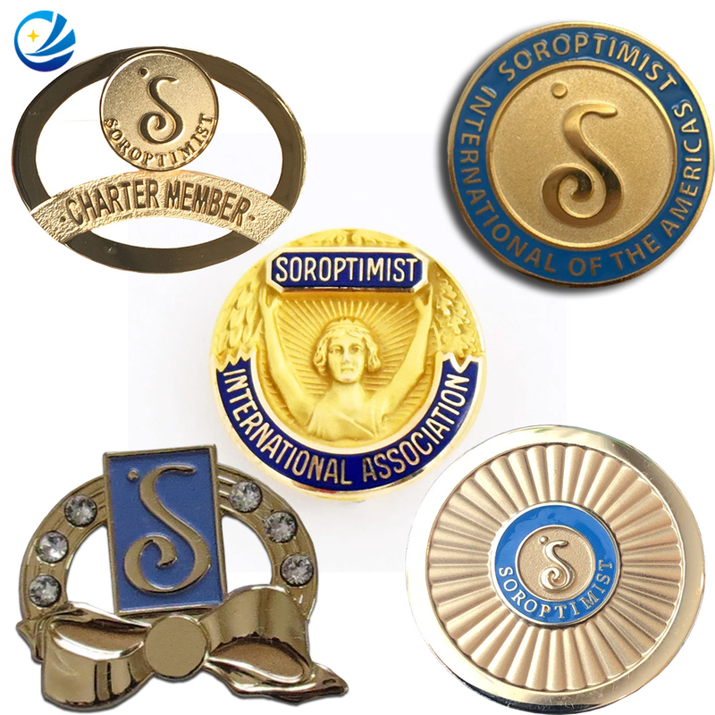 Customized Metal Soroptimist International Member Badge Pin Anniversary Lapel Pin