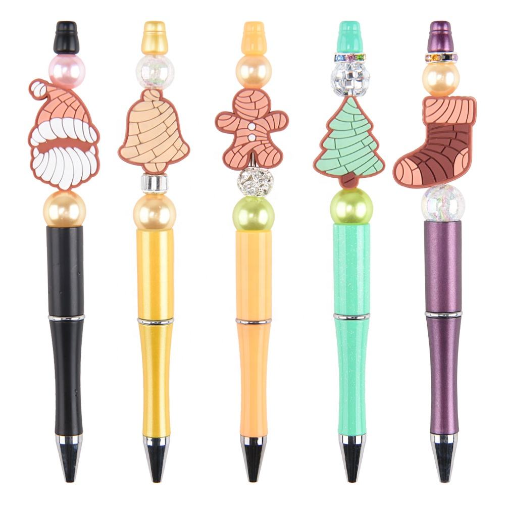 Soft Material Custom eco-friendly mix focal beads character silicone teething beads pen making beads and charms for pen tops