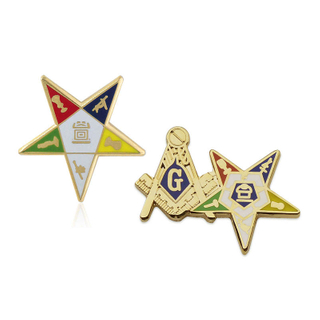 custom masonic Order of the Eastern Star badge lapel pins