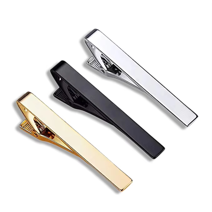 Wholesale Factory Set Clasp Custom Logo Gold Black Silver Metal Tie Bar Pin Blank Men Necktie Shirt Blank Tie Clips