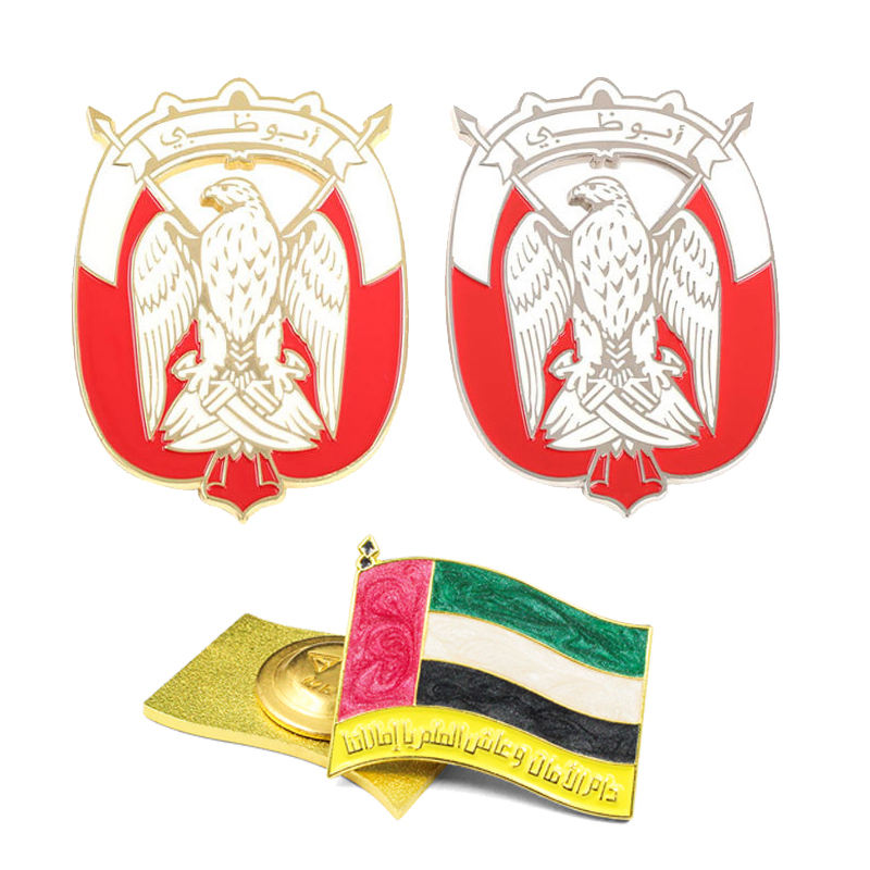 Custom Logo Saudi Uae Brooch Flag Souvenir Magnetic Lapel Pin Badge Metal Enamel Pin Uae National Day Giveaway