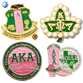 Custom Souvenir Metal Alpha Kappa Alpha Sorority keychain Fashion jewelry lapel pins badge