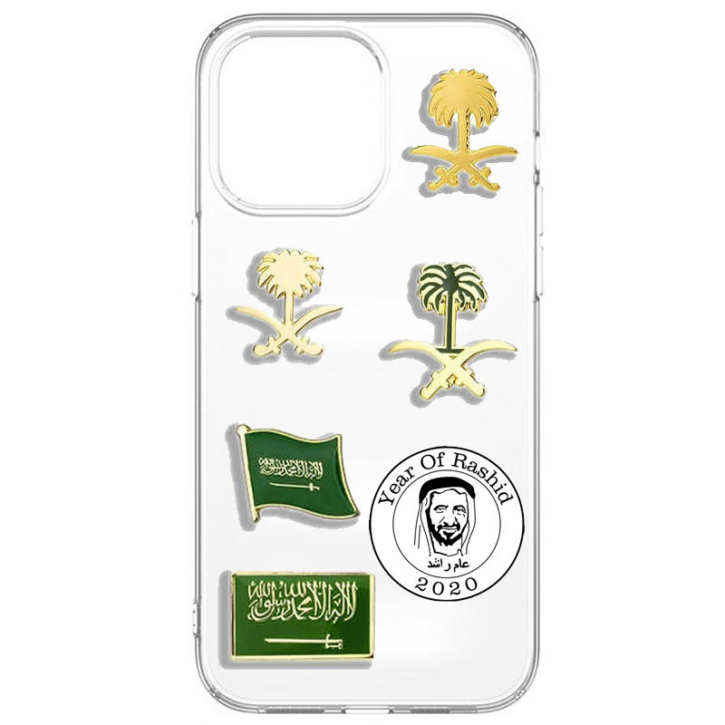 Custom Soft Enamel Ksa National Flag Brooch Badge Saudi Arabia UAE Dubai Lapel Pin For National Day Badge Cell Phone Sticker