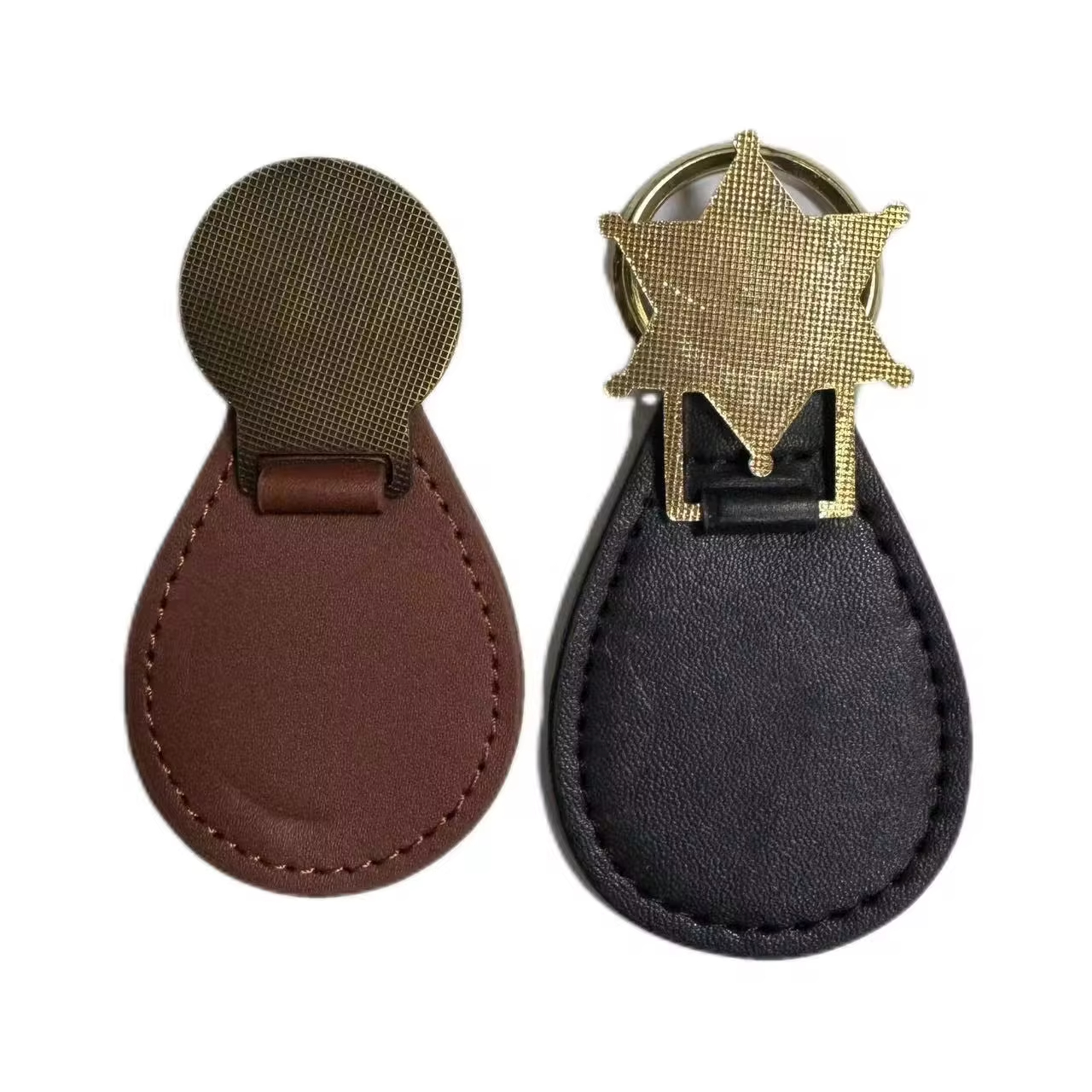 Factory Wholesale Metal Custom Car Leather Blank Key Chain Key Ring with Metal Badge Keychains