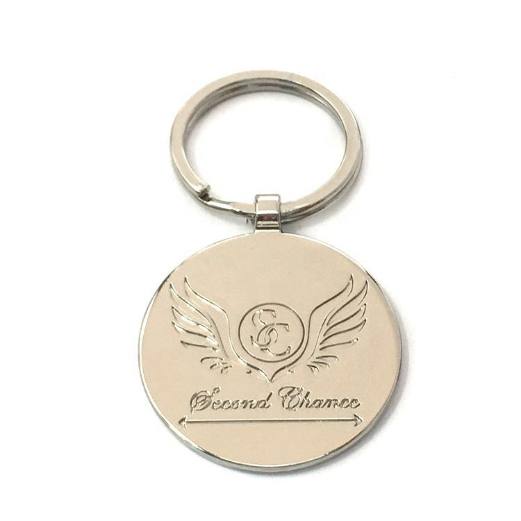 Small MOQ Your Own Brand Name Round Shape Custom Metal Engraved Logo Key Chain