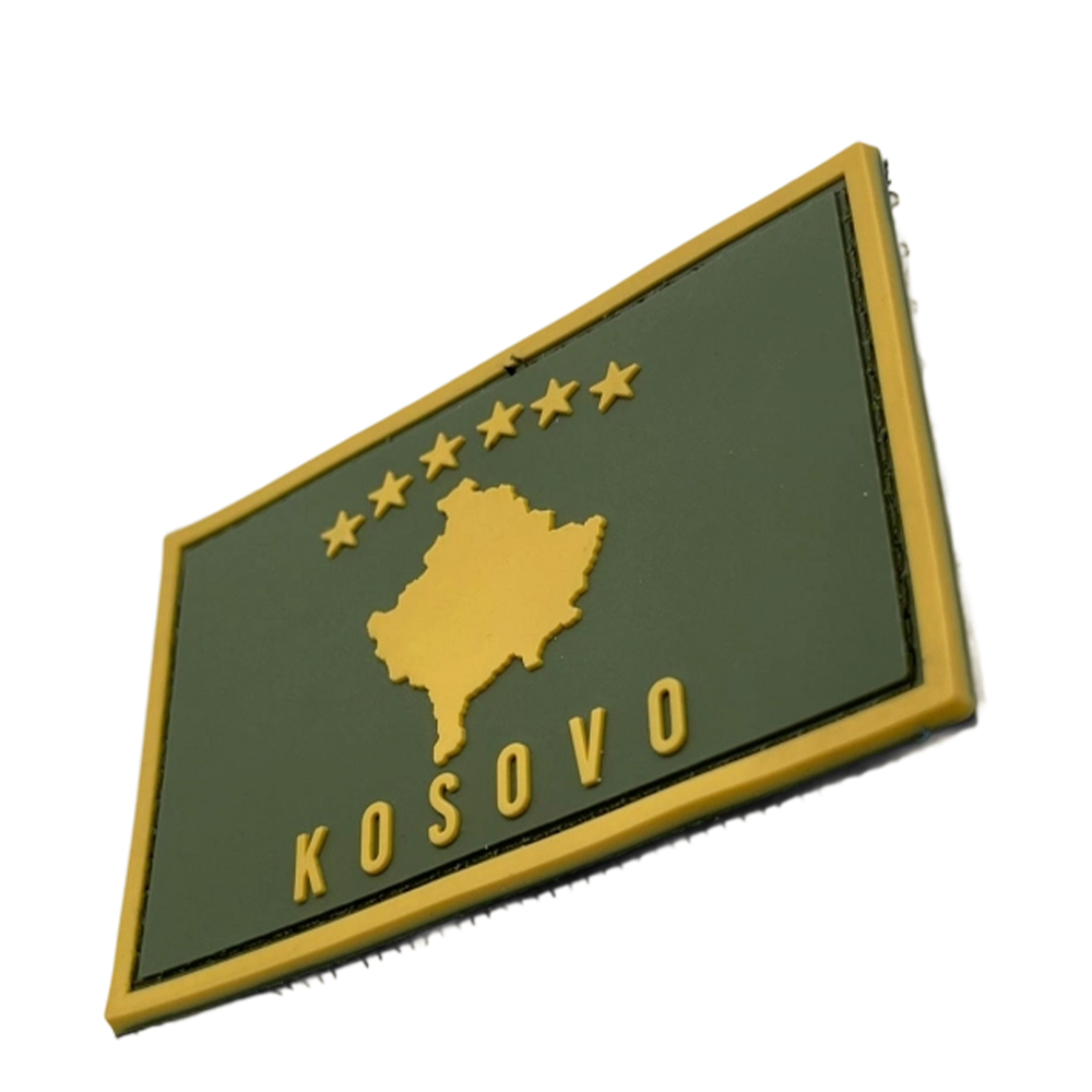 High Quality Custom KOSOVO Poland Brand Logo 3D rubber pvc Embroidery Patch Woven Badge With Merrow Border Decoration for Clothing