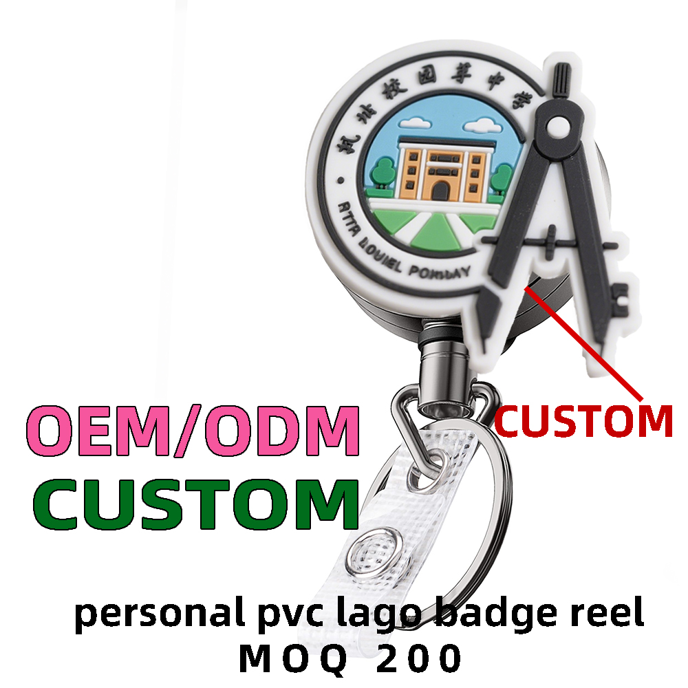 Souvenir Factory OEM PVC Personal Logo Custom Badge Reel for Company or School Retractable ID Name Card Holder