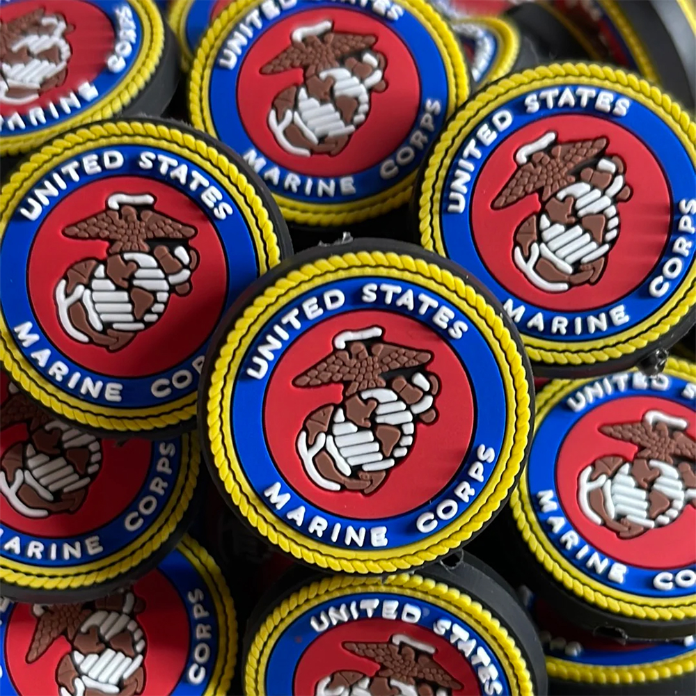 Custom French US Marine Corps Patches Pvc Rubber Silicon American Flag Patch