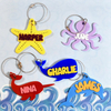 Sea Creatures Name Tag for Beach Tote, Ocean Theme Backpack Tag, Lunchbox Identifier, Birthday Party Favors Pvc Keychain