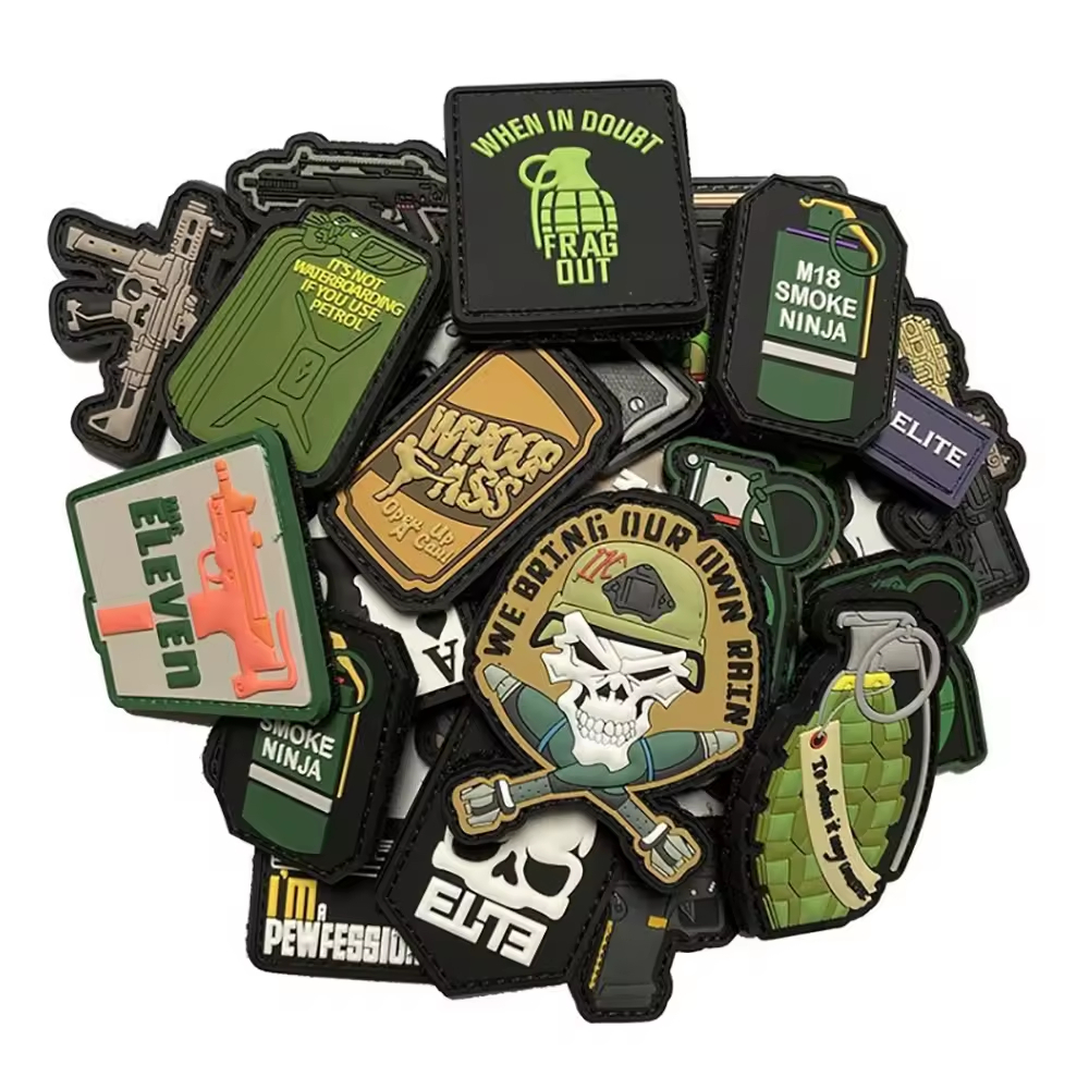 Silicone PVC Patches Hook and Loop Embossed Tactical Badges PVC Patches