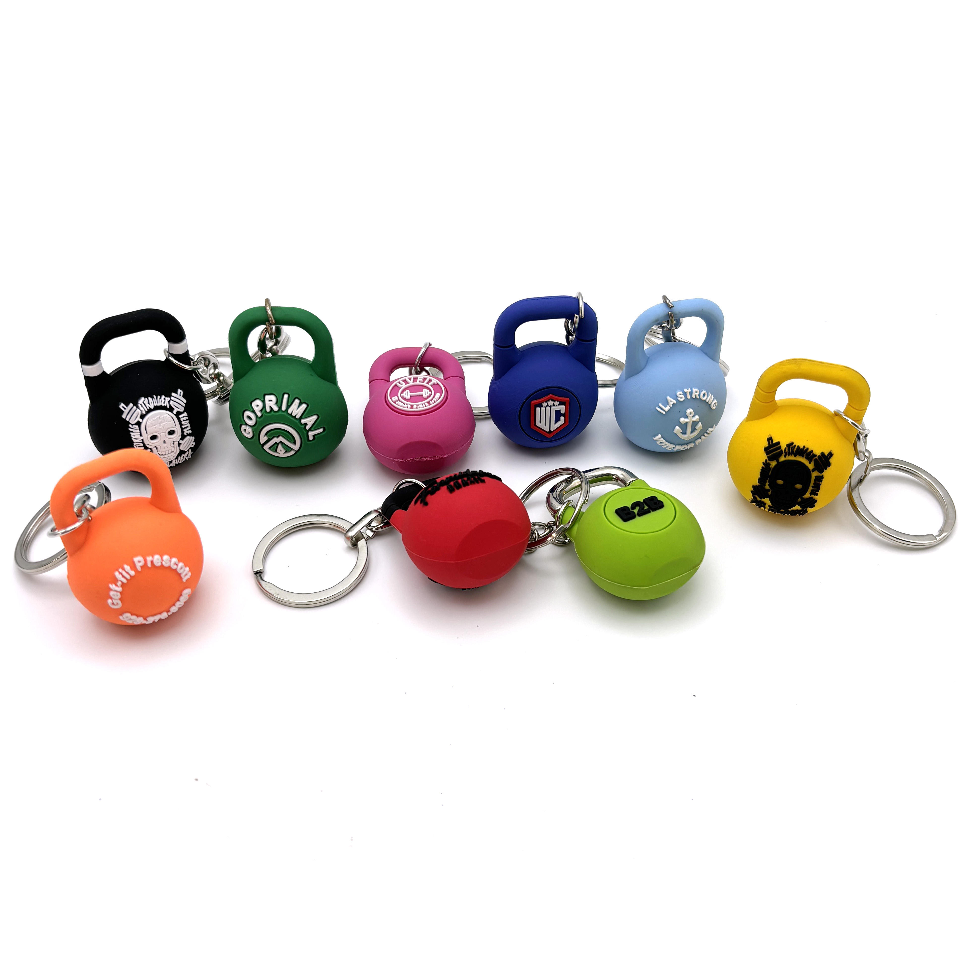 3D Mini Fitness Key Chain Customized Logo Gym Workout Keychains 3D Rubber PVC Sport Bottle Keychain