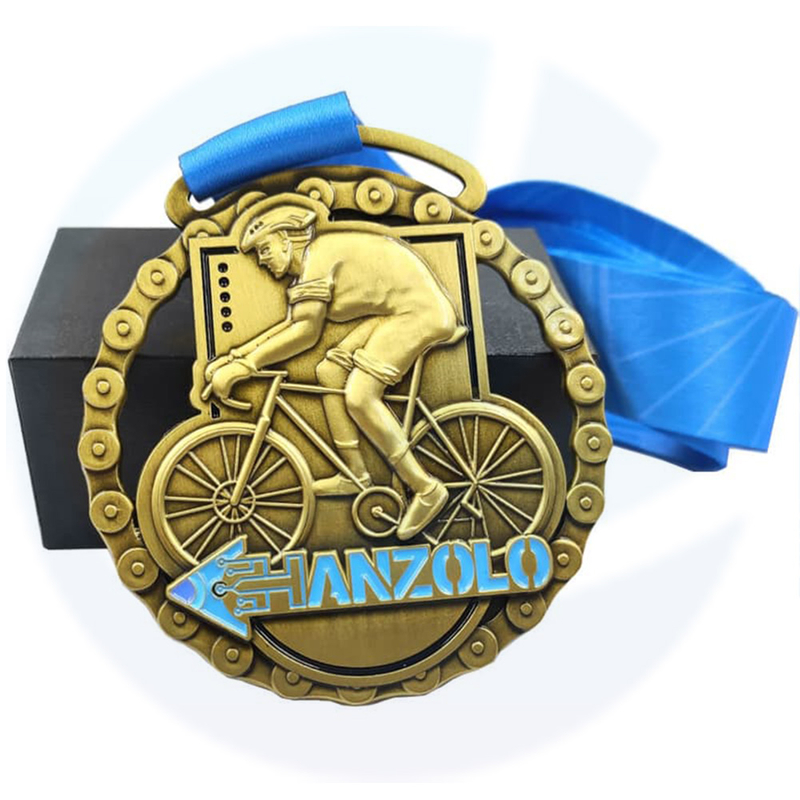 Custom 3d hollowed out bicycle cycling race medal