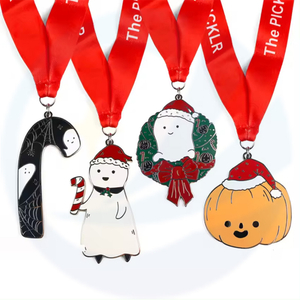 Custom design merry christmas ornaments metal christmas gifts decoration supplies soft enamel souvenir medal medallion