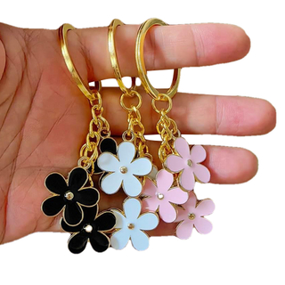 Flowers Charms Enameled Keychain Chain